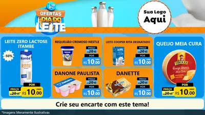 Modelo de TV para TV Horizontal com o tema Ofertas Dia do Leite para Frios e Laticínios
