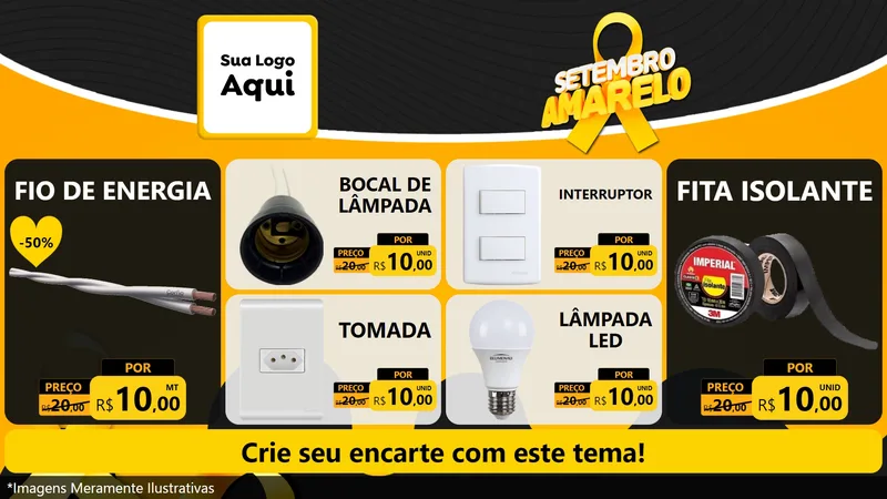Modelo de TV para TV Horizontal com o tema Setembro Amarelo para Materiais Elétricos