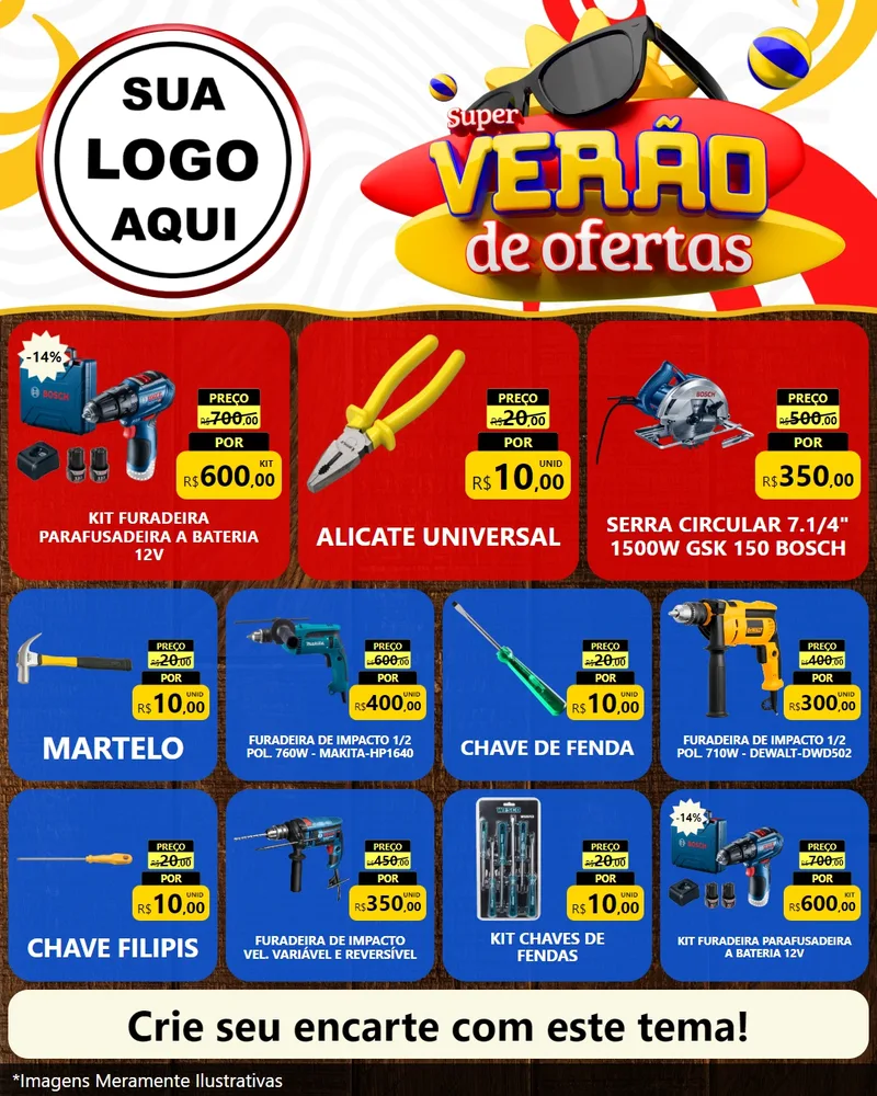 Modelo de Rede Social para Feed Instagram com o tema Super Verão de Ofertas para Maquinas e Ferramentas