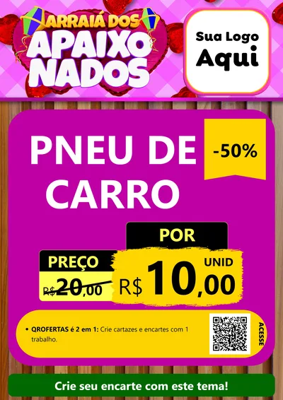 Modelo de Cartaz para Cartaz A4 Vertical com o tema Arraiá dos Apaixonados para Auto peças