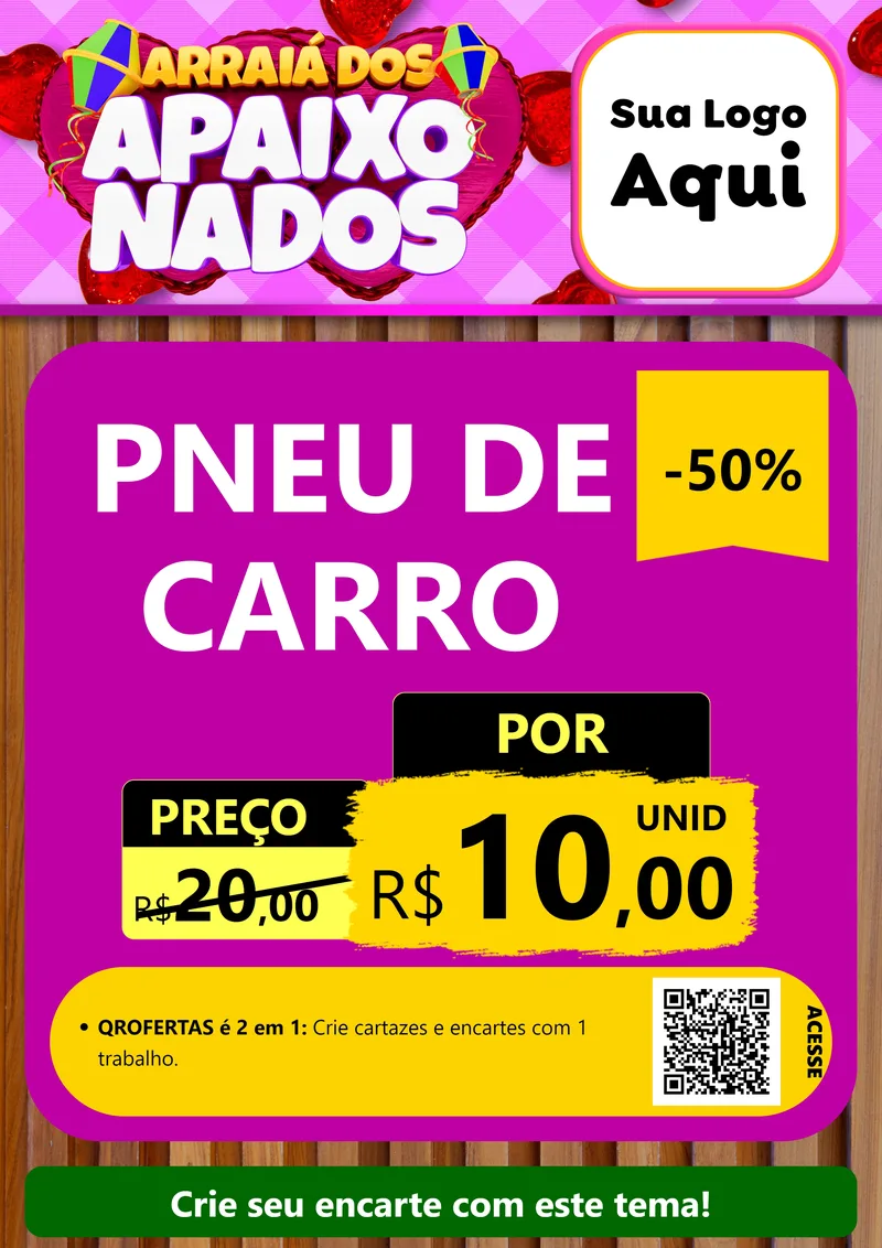 Modelo de Cartaz para Cartaz A4 Vertical com o tema Arraiá dos Apaixonados para Auto peças