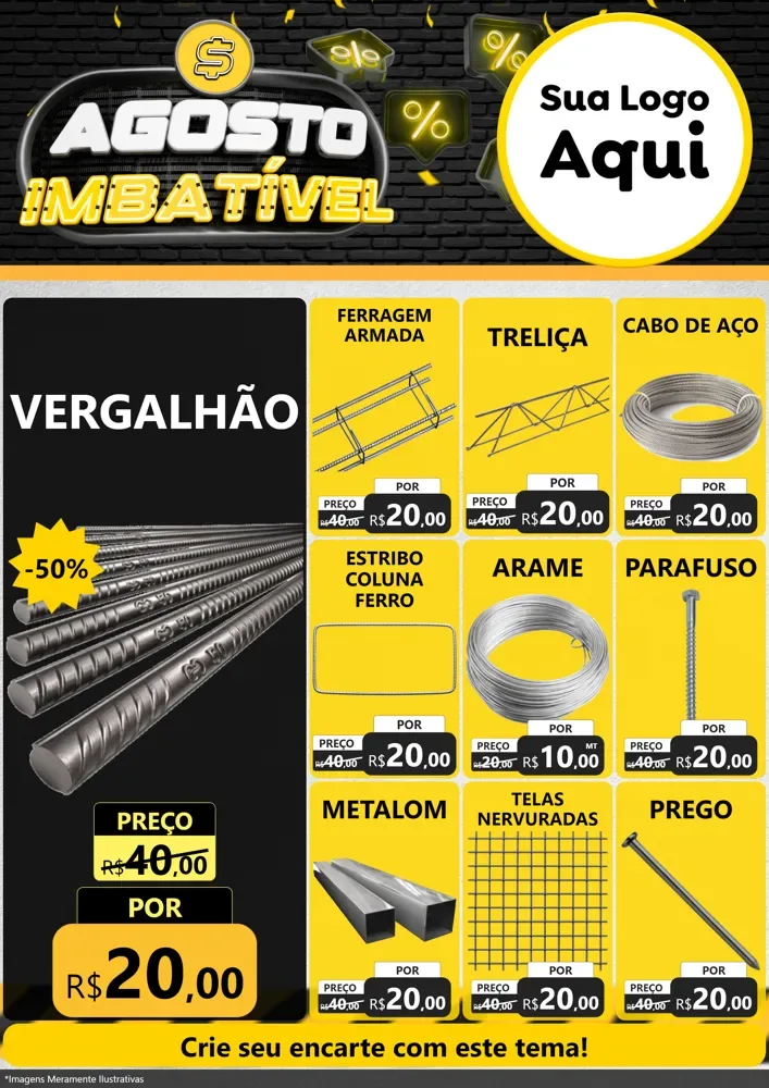 Modelo de Encarte para Encarte A4 Vertical com o tema Agosto Imbatível para Ferragens