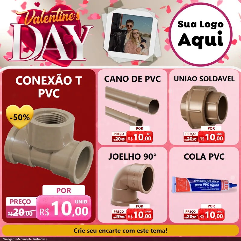 Modelo de Rede Social para Feed Facebook com o tema Valentine's Day para Tubos e conexões