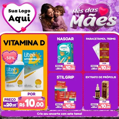 Modelo de Rede Social para Feed Facebook com o tema Mês das Mães para Farmácia