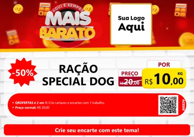 Modelo de Cartaz para Cartaz A4 Horizontal com o tema Mais Barato para Pet Shop