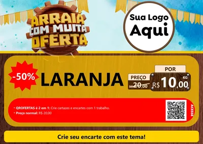 Modelo de Cartaz para Cartaz A4 Horizontal com o tema Ofertas de São João - Junina para Hortifrúti