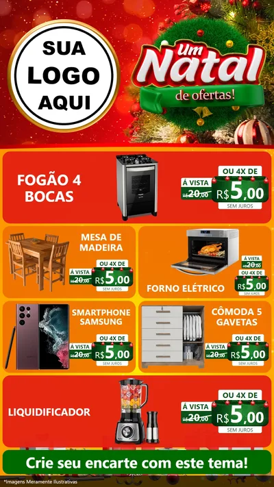 Modelo de TV para TV Vertical com o tema Um Natal de Ofertas para Móveis e Eletro