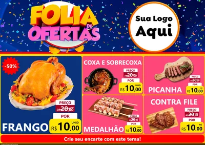 Modelo de Encarte para Encarte A4 Horizontal com o tema Folia de Ofertas para Assados