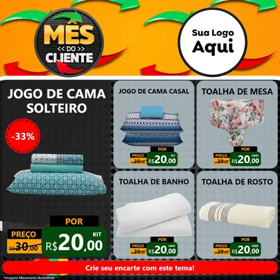 Modelo de Rede Social para Feed Facebook com o tema Mês do Cliente para Cama, Mesa e Banho