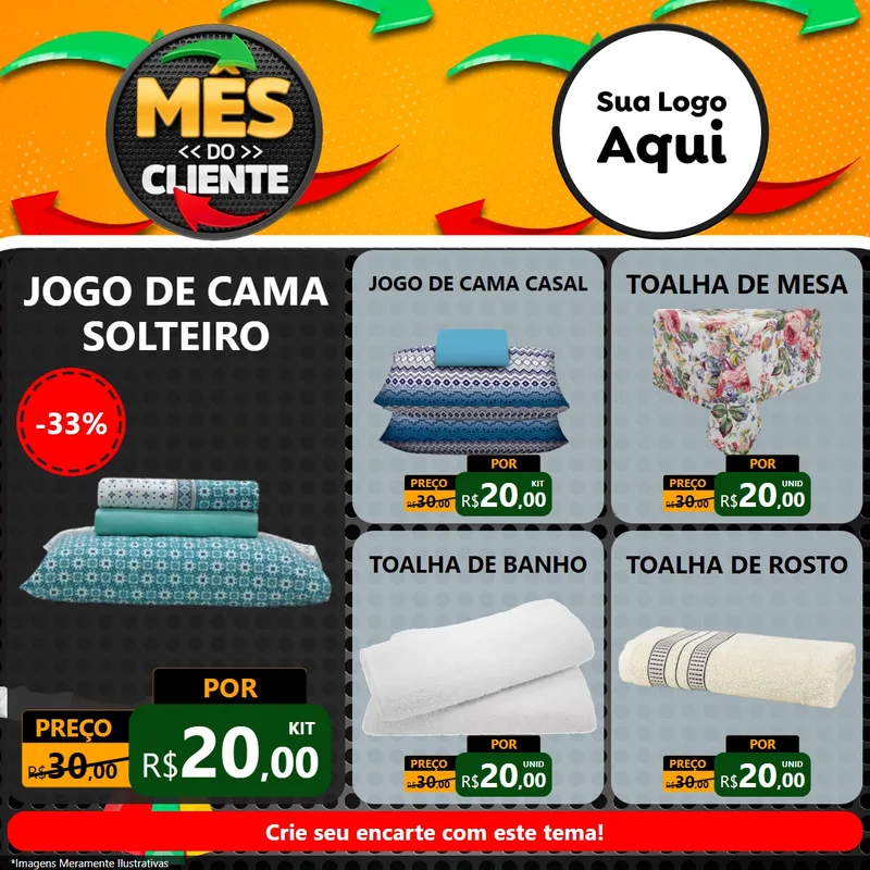 Modelo de Rede Social para Feed Facebook com o tema Mês do Cliente para Cama, Mesa e Banho
