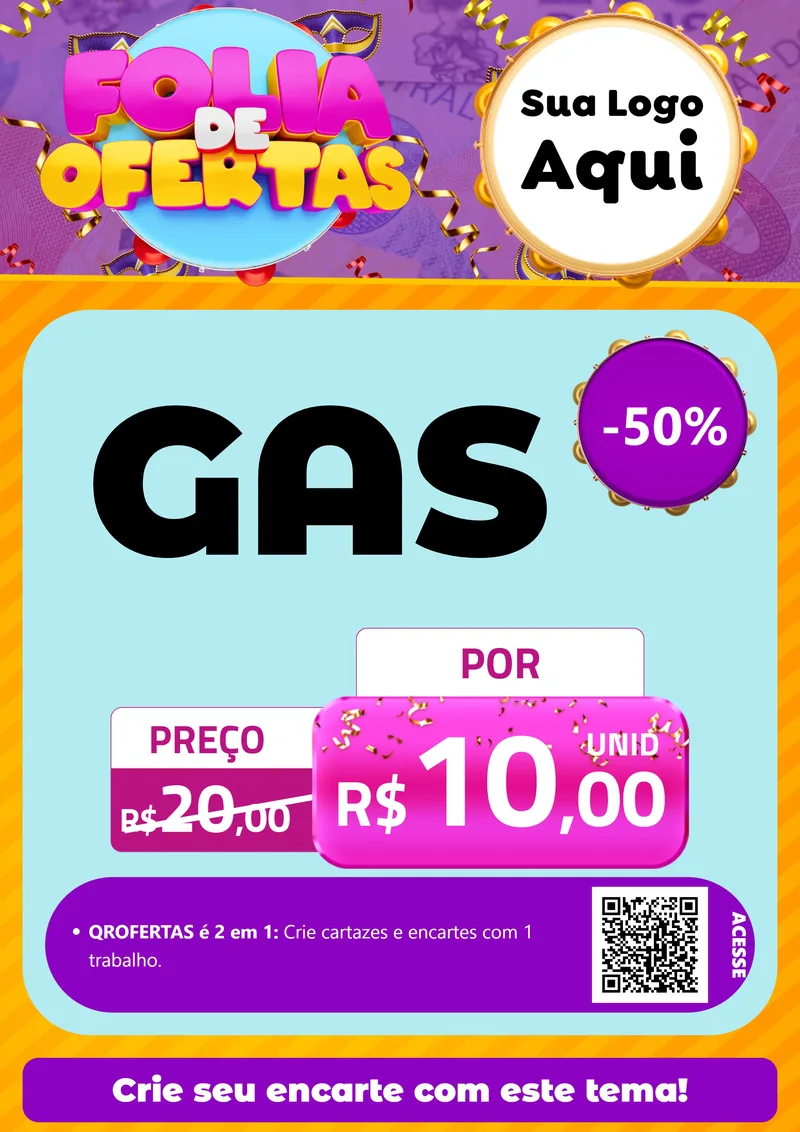 Modelo de Cartaz para Cartaz A4 Vertical com o tema Folia de Ofertas para Água e gás