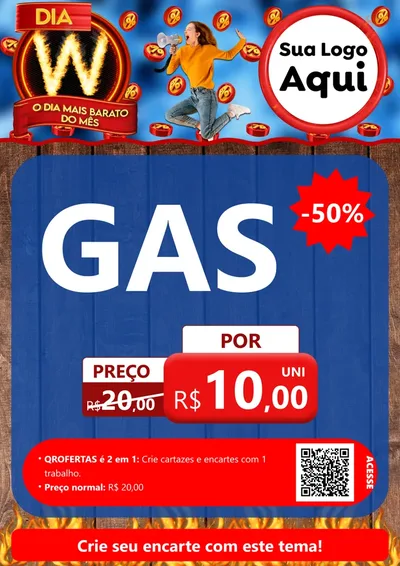 Modelo de Cartaz para Cartaz A4 Vertical com o tema Dia W - O Dia Mais Barato Do Mês para Água e gás