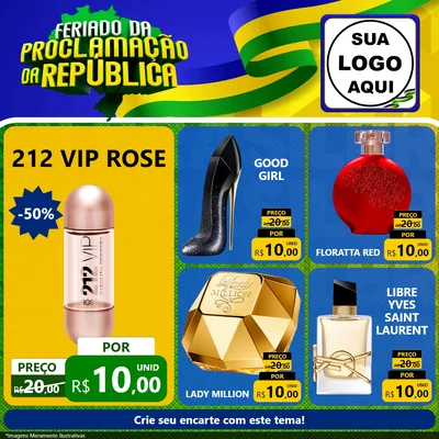 Modelo de Rede Social para Feed Facebook com o tema Feriado da Proclamação da República para Perfumes