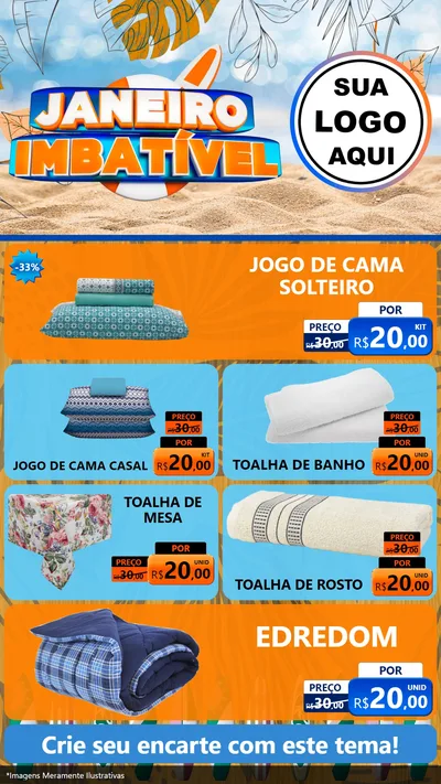 Modelo de TV para TV Vertical com o tema Janeiro Imbatível para Cama, Mesa e Banho