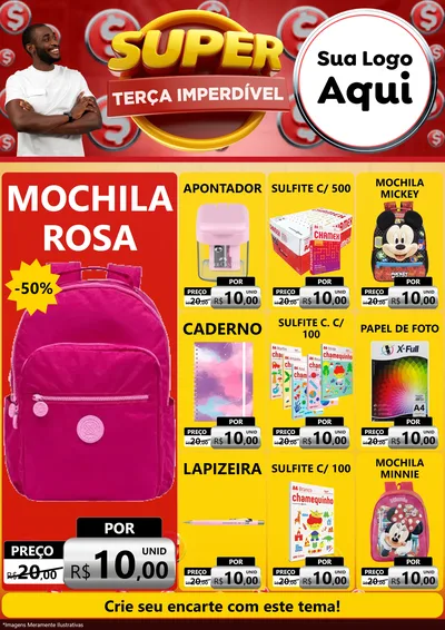 Modelo de Encarte para Encarte A4 Vertical com o tema Super Terça Imperdível para Papelaria