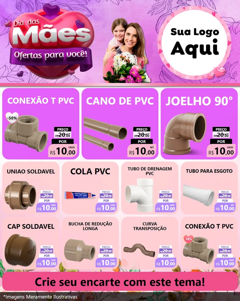 Modelo de Rede Social para Feed Instagram com o tema Dia das Mães Ofertas para Você! para Tubos e conexões