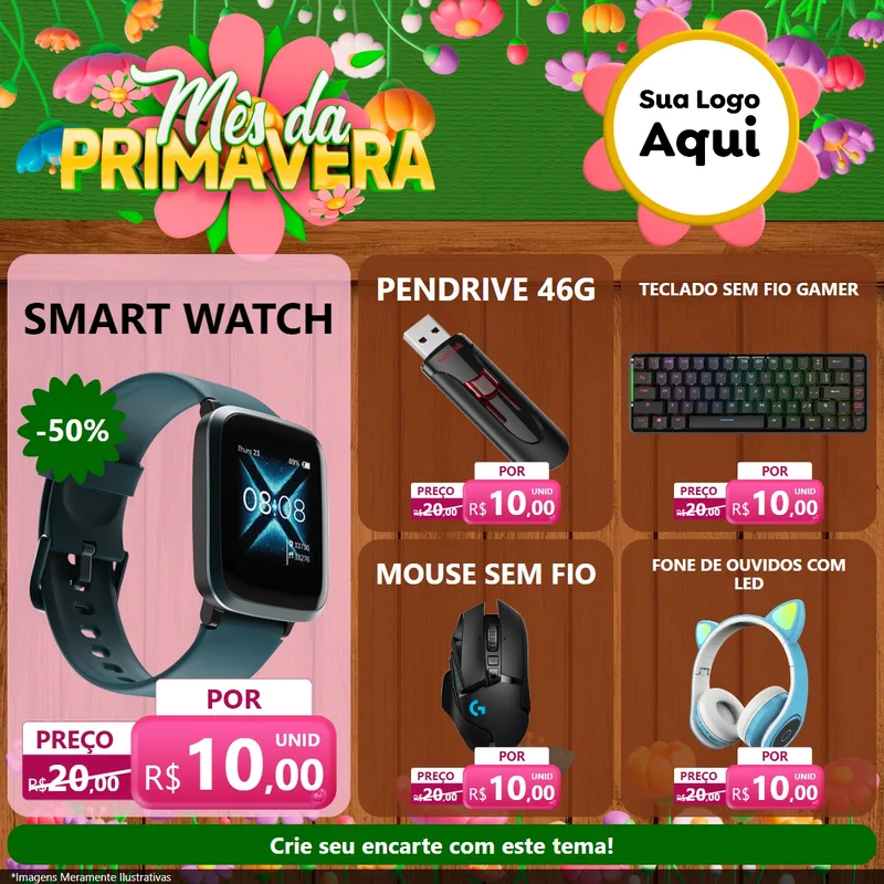 Modelo de Rede Social para Feed Facebook com o tema Mês da Primavera para Informática