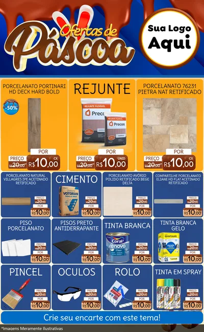 Modelo de Encarte para Encarte Grande com o tema Ofertas de Páscoa para Pisos e revestimentos