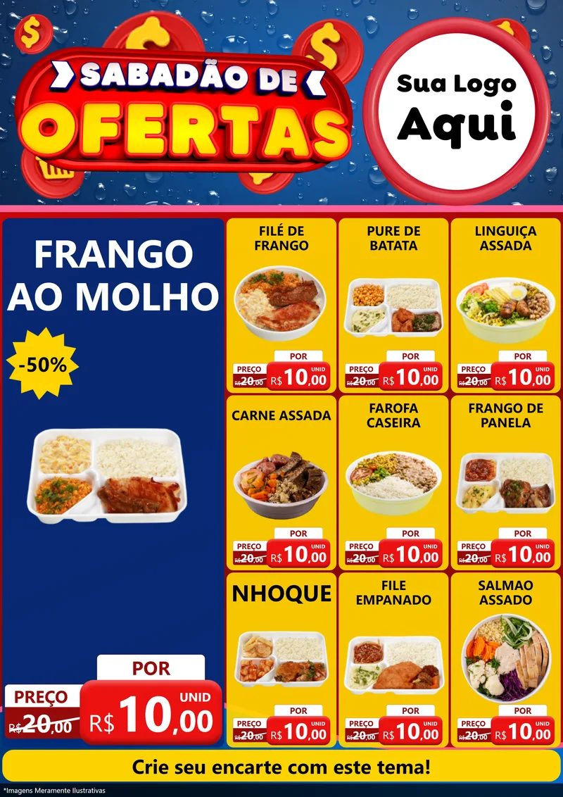 Modelo de Encarte para Encarte A4 Vertical com o tema Sabadão de Ofertas para Restaurante