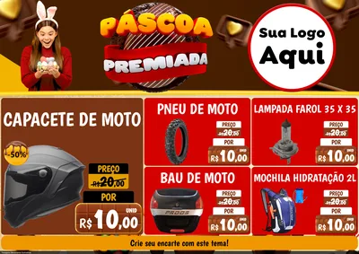 Modelo de Encarte para Encarte A4 Horizontal com o tema Páscoa Premiada para Moto peças