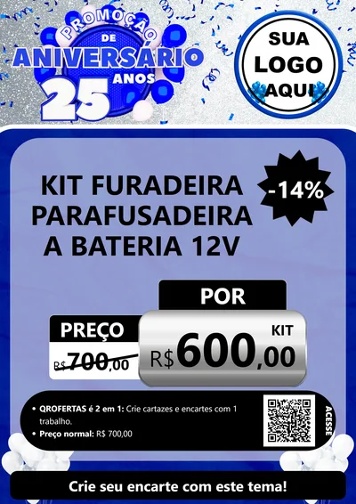 Modelo de Cartaz para Cartaz A4 Vertical com o tema Promoção de Aniversário - 25 Anos para Maquinas e Ferramentas