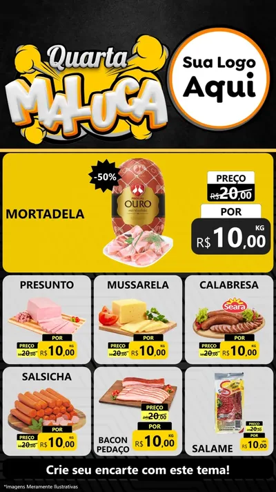 Modelo de Rede Social para Stories com o tema Quarta Maluca para Frios e Laticínios