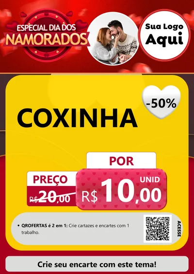 Modelo de Cartaz para Cartaz A4 Vertical com o tema Especial Dia Dos Namorados para Salgadaria