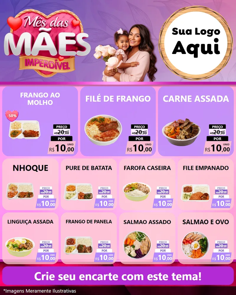 Modelo de Rede Social para Feed Instagram com o tema Mês das Mães Imperdível para Restaurante