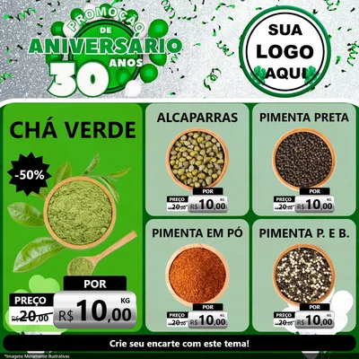 Modelo de Rede Social para Feed Facebook com o tema Promoção de Aniversário - 30 Anos para Produtos Naturais