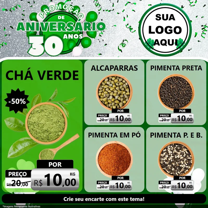 Modelo de Rede Social para Feed Facebook com o tema Promoção de Aniversário - 30 Anos para Produtos Naturais