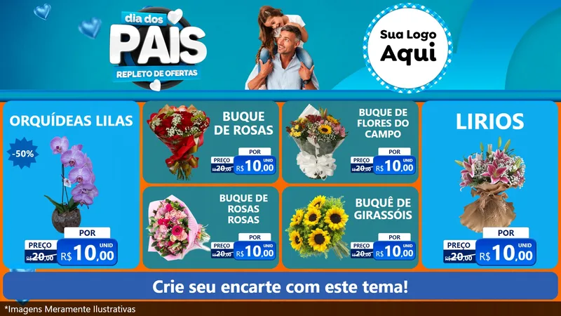 Modelo de TV para TV Horizontal com o tema Dia Dos Pais Repleto de Ofertas para Floricultura e jardim
