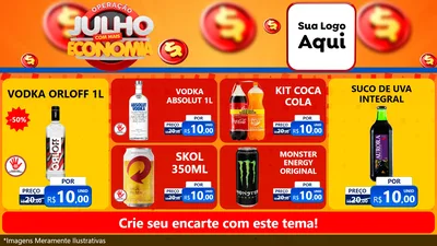Modelo de TV para TV Horizontal com o tema Operação Julho Com Mais Economia para Distribuidora de bebidas