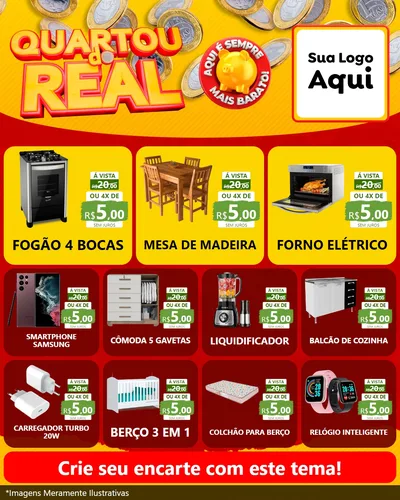 Modelo de Rede Social para Feed Instagram com o tema Quartou do Real para Móveis e Eletro