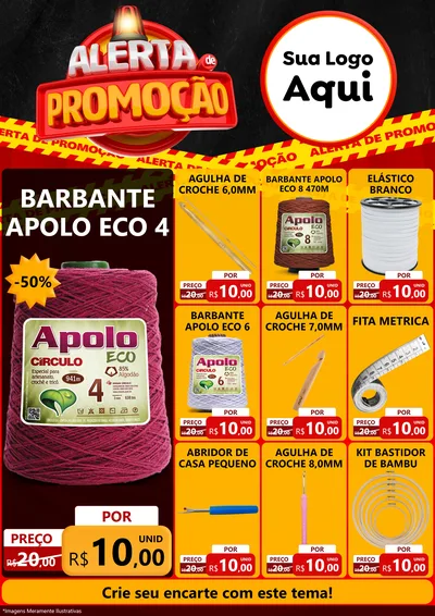 Modelo de Encarte para Encarte A4 Vertical com o tema Alerta de Promoção para Armarinho e Aviamentos