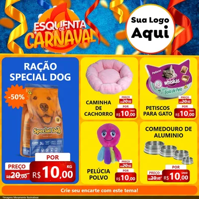 Modelo de Rede Social para Feed Facebook com o tema Esquenta de Carnaval para Pet Shop
