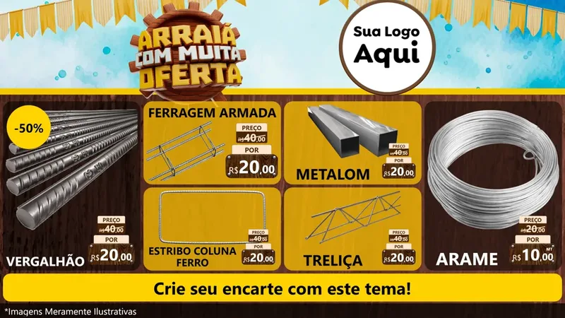 Modelo de TV para TV Horizontal com o tema Ofertas de São João - Junina para Ferragens