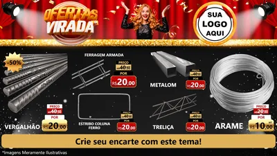 Modelo de TV para TV Horizontal com o tema Ofertas da Virada para Ferragens