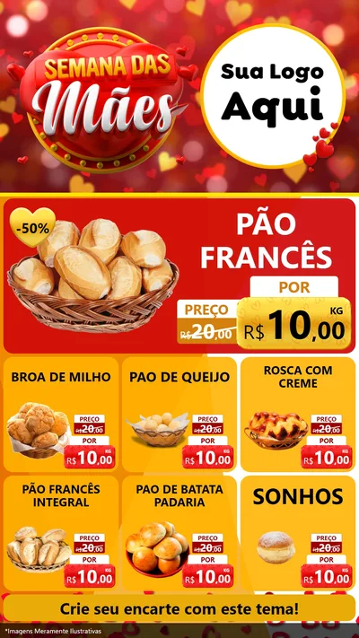 Modelo de Rede Social para Stories com o tema Semana das Mães para Padaria