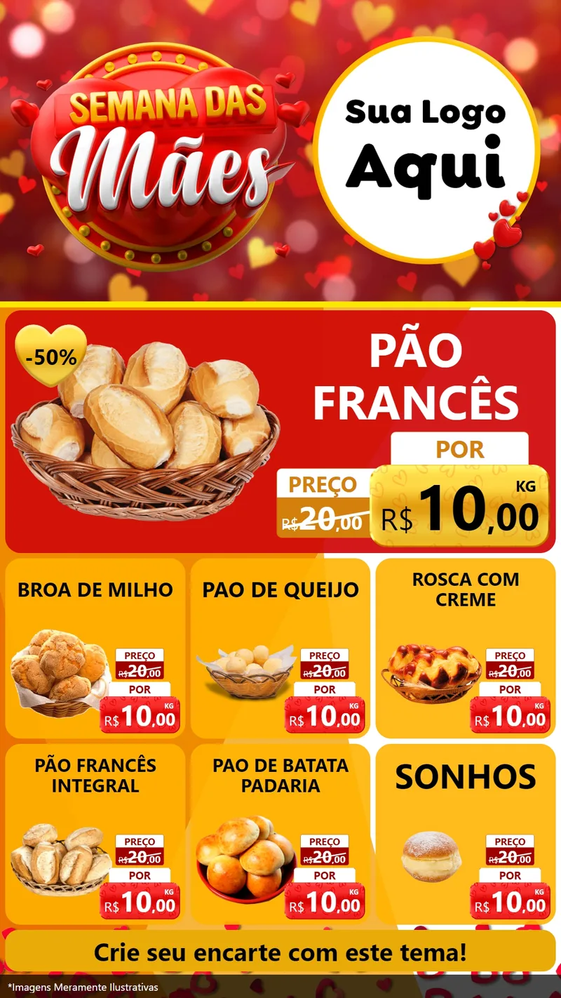 Modelo de Rede Social para Stories com o tema Semana das Mães para Padaria