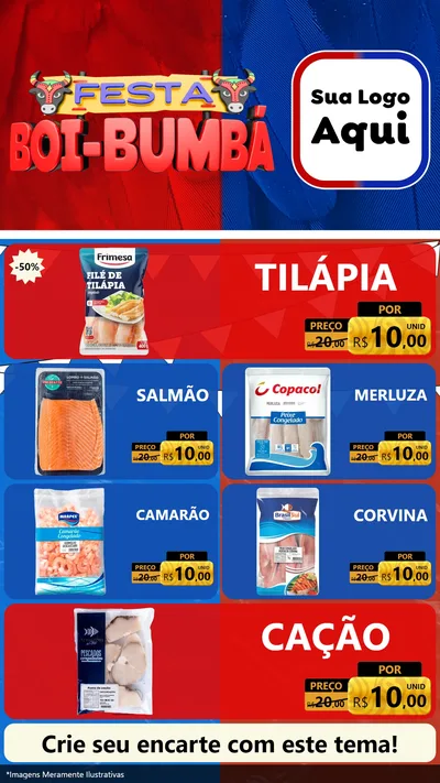 Modelo de TV para TV Vertical com o tema Festa Boi Bumbá para Peixaria