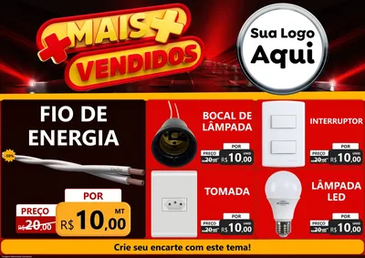 Modelo de Encarte para Encarte A4 Horizontal com o tema Mais Vendidos para Materiais Elétricos