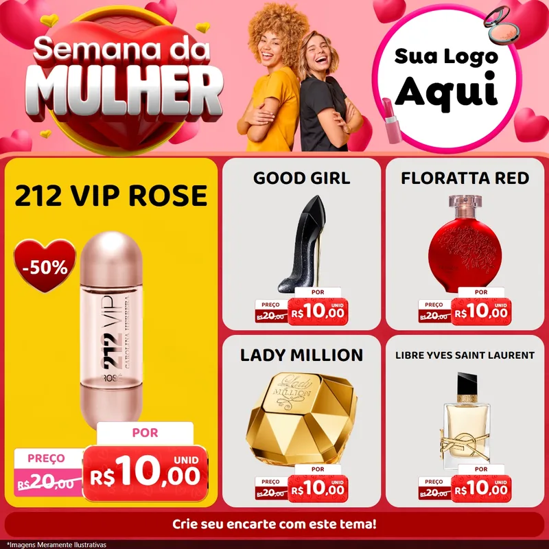 Modelo de Rede Social para Feed Facebook com o tema Semana da Mulher para Perfumes