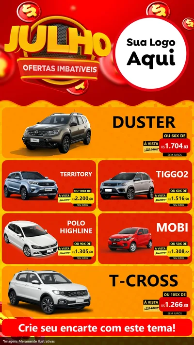 Modelo de TV para TV Vertical com o tema Julho Ofertas Imbatíveis para Concessionaria de Carros