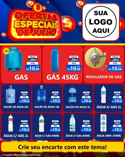 Modelo de Rede Social para Feed Instagram com o tema Ofertas Especiais de Julho para Água e gás
