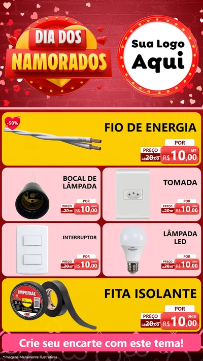 Modelo de TV para TV Vertical com o tema Dia Dos Namorados para Materiais Elétricos