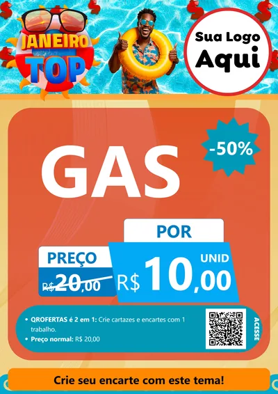 Modelo de Cartaz para Cartaz A4 Vertical com o tema Janeiro Top para Água e gás