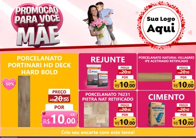 Modelo de Encarte para Encarte A4 Horizontal com o tema Promoção Para Você Mãe para Pisos e revestimentos