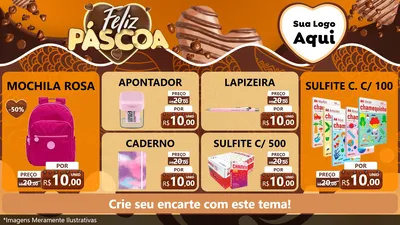 Modelo de TV para TV Horizontal com o tema Feliz Páscoa para Papelaria
