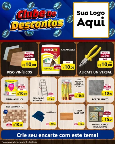 Modelo de Rede Social para Feed Instagram com o tema Clube de Descontos para Material para Construção
