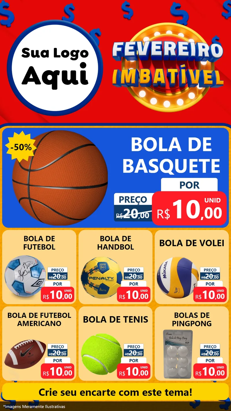 Modelo de Rede Social para Stories com o tema Fevereiro Imbatível para Artigos Esportivos